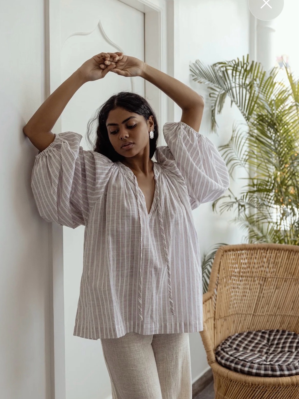 Daughters Of India Poet Blouse In Vanilla